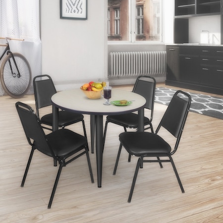 Regency Kahlo Round Table & Chair Sets, 42 W, 42 L, 29 H, Wood, Metal, Vinyl Top, Maple TPL42RNDPLBK29BK
